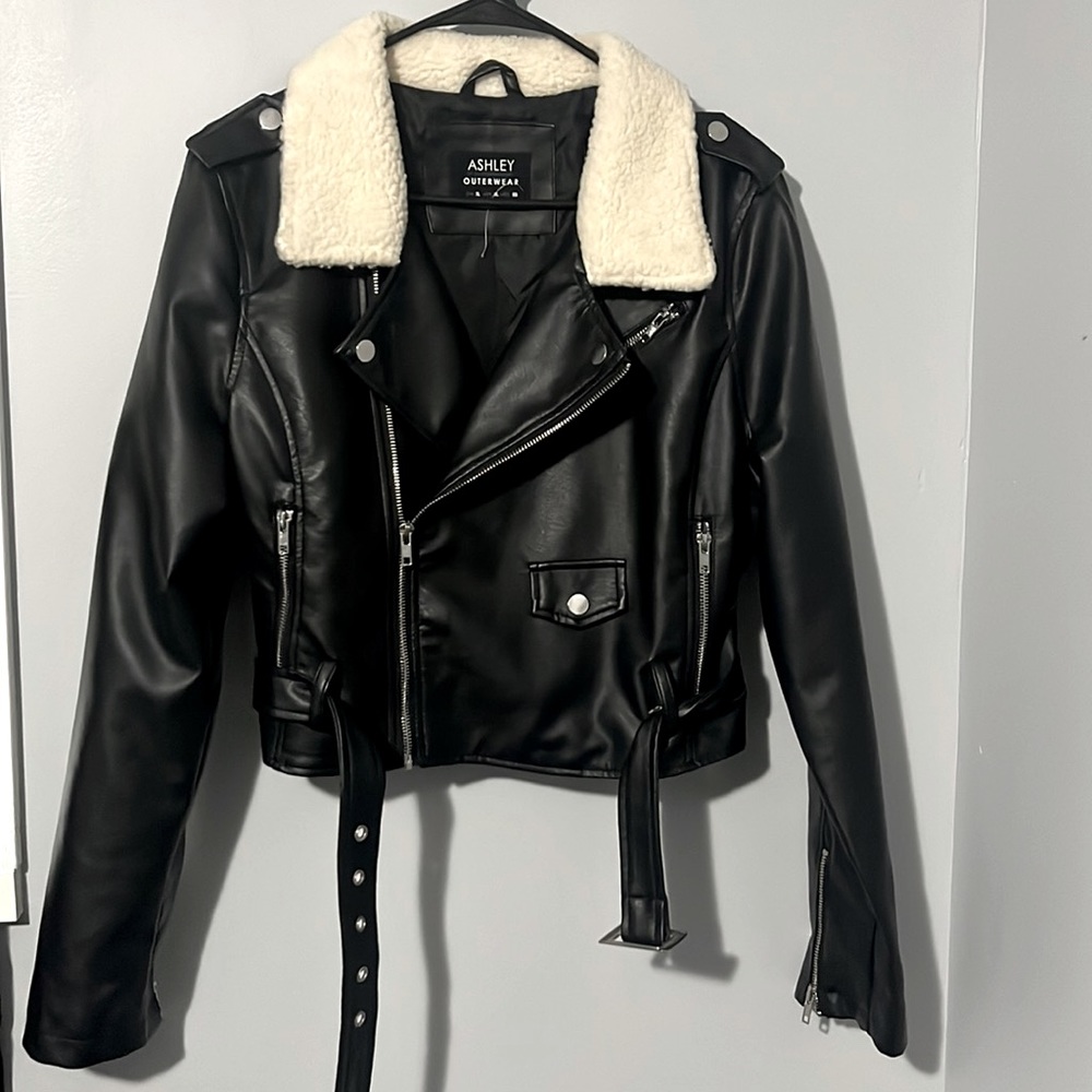 Faux leather short length jacket